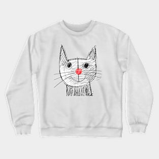 Badly Drawn Funny Cat Portrait Crewneck Sweatshirt